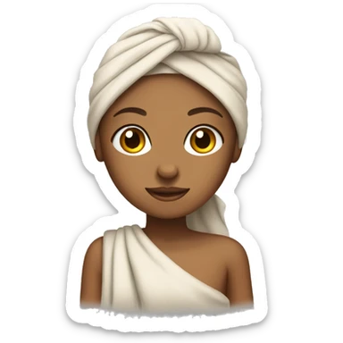 Tan girl wearing a hair towel sticker