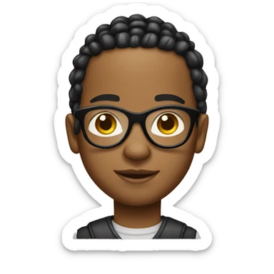 Light skin black kid with four cornrows wearing clear glasses sticker