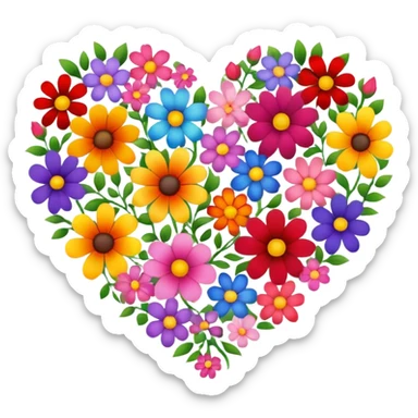 heart made of flowers sticker