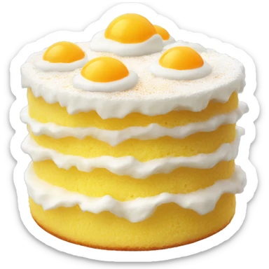 A fluffy sponge cake topped with creamy salted eggs sticker