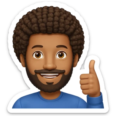 black man with beard, mustache, and short afro with his thumb up sticker