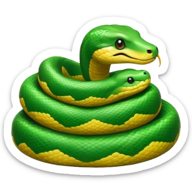 baby anaconda coiled up, simple emoji style sticker