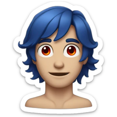 a man with dark blue hair with red eyes like snakes sticker