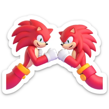Sonic the Hedgehog and Knuckles the Echidna fist bumping sticker