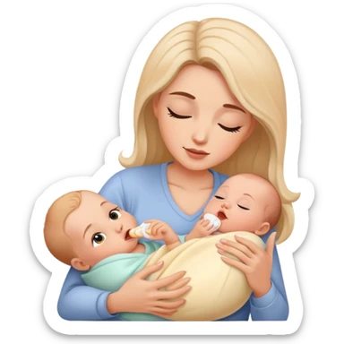 Mother feeding newborn baby, nurturing moment sticker