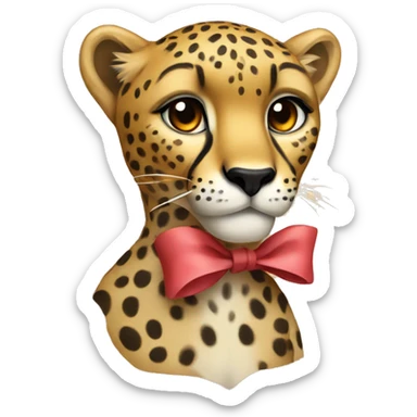 A cheetah with a bow rawing sticker