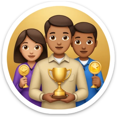 20 blue background awarrd with 3 people sticker