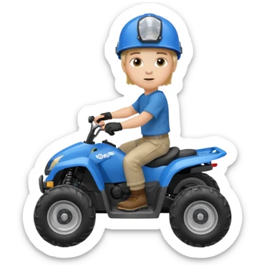Please make a young blonde boy riding a four wheeler sticker