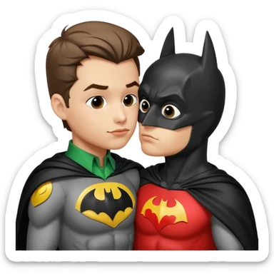 batman kissing robin sticker