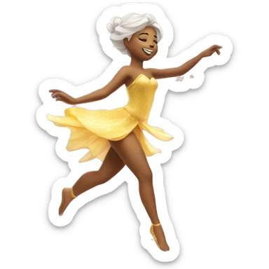 A dancing fairy emoji leaving a sparkling trail of stardust sticker