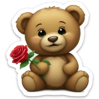 teddy bear holding a rose sticker