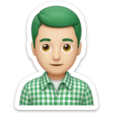 green white gingham shirted man sticker