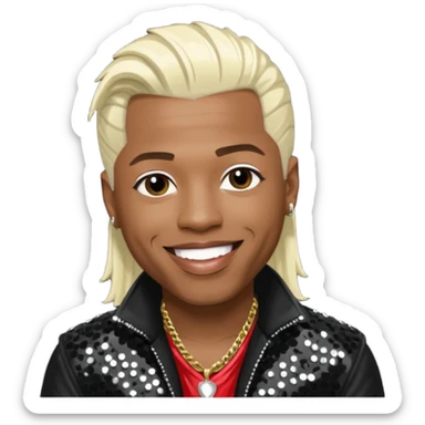  Sisqo from Dru Hill with platinum blonde hair, black sequin outfit, dark skin sticker