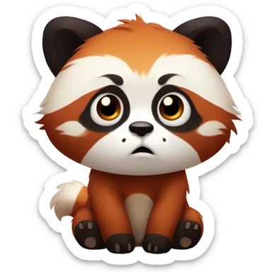 Red panda looking sad with big Anime style eyes  sticker