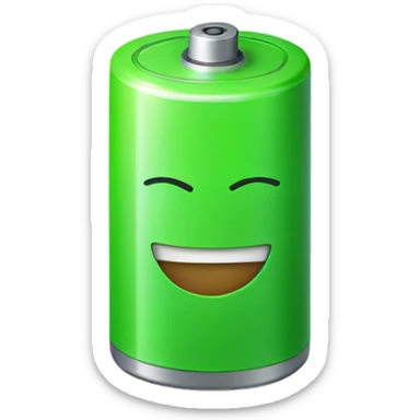 Green battery with discrete smile sticker