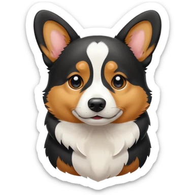black tricolor corgi with no tail full of tears sticker