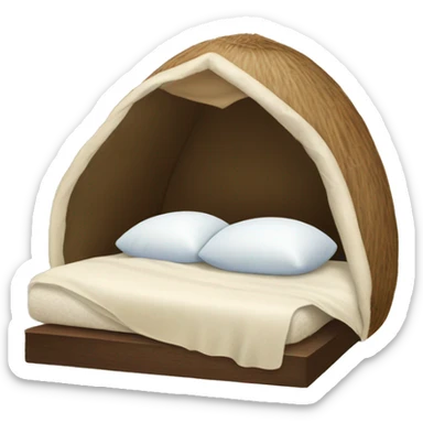 A coconut under a blanket in a bed sticker