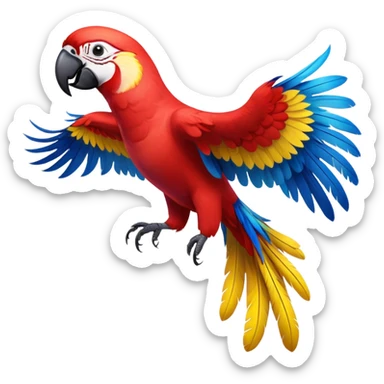 cinematic-macaw-realistic-full-body-standing-emoji,-vibrant-feathers-glowing-with-rich-reds,-blues,-and-yellows,-head-tilted-dramatically,-curved-black-beak-gleaming,-piercing-dark-eyes-exuding-confidence,-simplified-yet-realistic-focused sticker