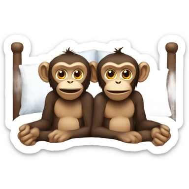 Two monkeys in bed sticker
