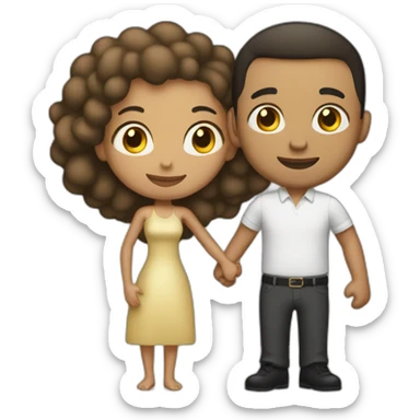 Tall lightskin man with champagne, hugging short lightskin woman sticker