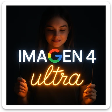 make a girl holding this sign, but sign in made of neon, also add ultra below the sign sticker