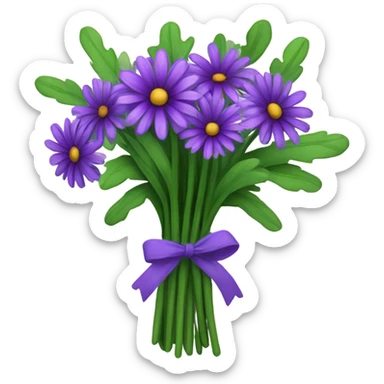 purple daisies bouquet  sticker