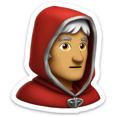 Dante Alighieri in a red hooded cloak sticker