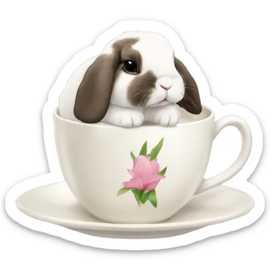 holland lop bunny inside of a teacup sticker