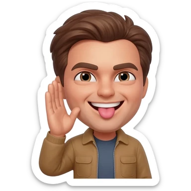 Make an emoji that is telling a secret but sticking out it’s tongue sticker