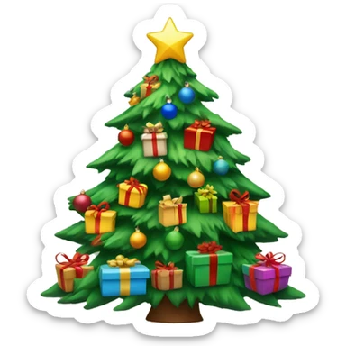Christmas tree with presents sticker