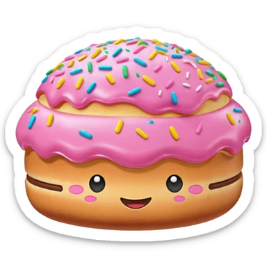 pink kawaii inflatable pan dulce concha sticker