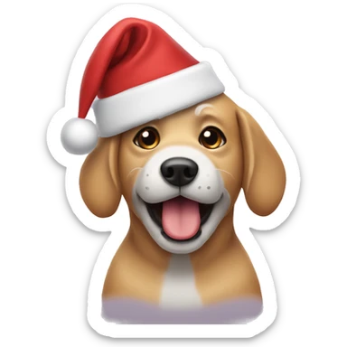 Dog wearing a Santa hat sticker