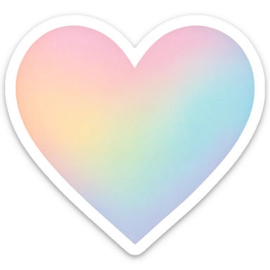 heart with a soft pastel ombre, digital illustration, no background sticker