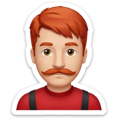red haired guy with moustache and red outfit sticker