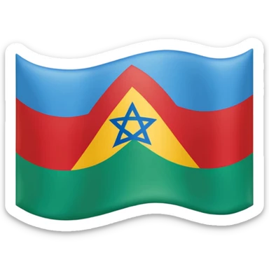 Bandera de tres líneas hariba azul medio verde con el alfabeto amazigh rojo abajo amarillo sticker