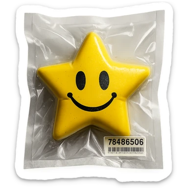 smiling star in vacuum-sealed style sticker