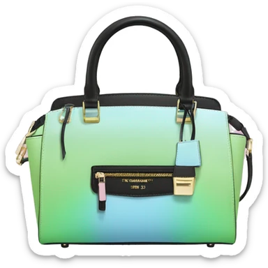 Realistic light green light blue light pink ombre and black michael kors satchel purse. sticker