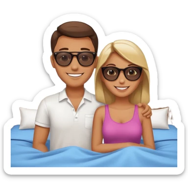 crea una pareja de jovenes disfrutando de un hotel sticker