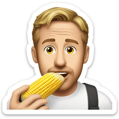 Ryan Gosling eating corn sticker