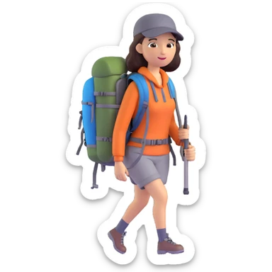 woman with hiking backpack sticker
