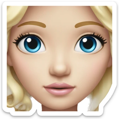 ocean blue doll eyes, blonde hair, feminine, pink, girl, angelic sticker