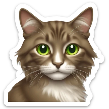 brown long-haired green-eyed cat sticker
