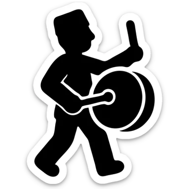 Person with a drum waking people up for sahur meal before dawn sticker