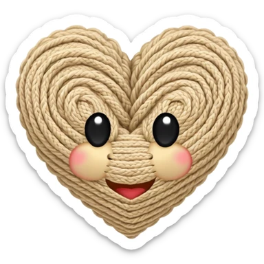 Knitted beige yarn heart sticker