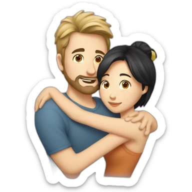 scruffy-caucasian-man-hugs-asian-woman sticker