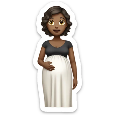 Pregnant women wearing a dress standing with dark brown hair and white ish skin  sticker