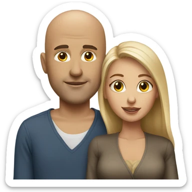 Bald white  man with caramel skinned woman sticker
