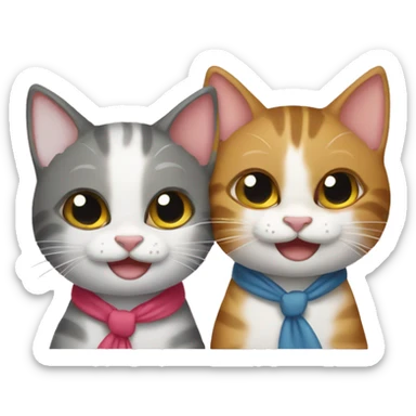 two happy cats at a new house with a bow on it sticker
