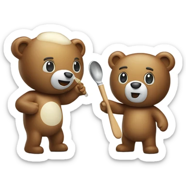 smiling with a spoon of sugar and a lighter bear by for light  sticker