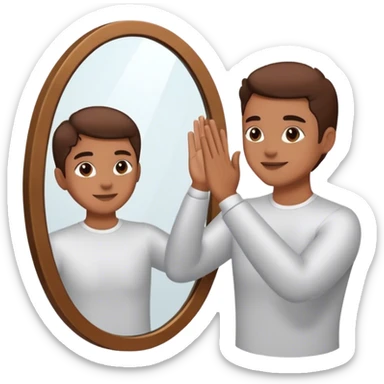 a person through a mirror. self-love high fiving sticker